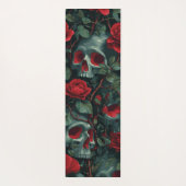 Skull and Red Roses Pattern – Dark Floral Design ヨガマット (裏面)