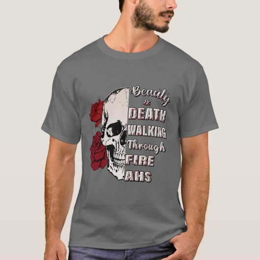 Skull and Rose Graphic Shirt – Gothic Quote Tee Tシャツ (正面)