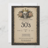 Skull and Roses Death to my 30s Birthday Party 招待状 (正面)