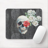 Skull and Roses Wood Texture Mouse Pad マウスパッド (マウス)