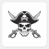 Skull and sabers スクエアシール (正面)