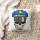 Skull as Police officer with Police hat クッション (ブランケット)