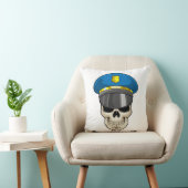Skull as Police officer with Police hat クッション (椅子)