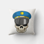 Skull as Police officer with Police hat クッション (裏面)
