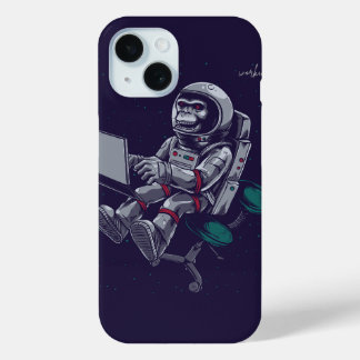 Skull Astronaut at Work – Space Gamer iPhone 15ケース