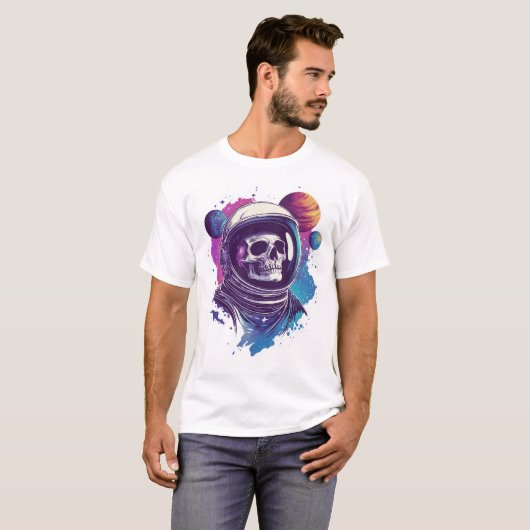 Skull Astronaut Explorer Tシャツ (正面フル)