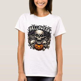 Skull & Bats Halloween Frame Pumpkin Tシャツ