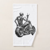"Skull-Biker" auf heissem Motorrad ハンドタオル (ハンドタオル)