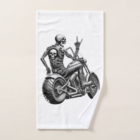 "Skull-Biker" auf heissem Motorrad ハンドタオル (ハンドタオル)