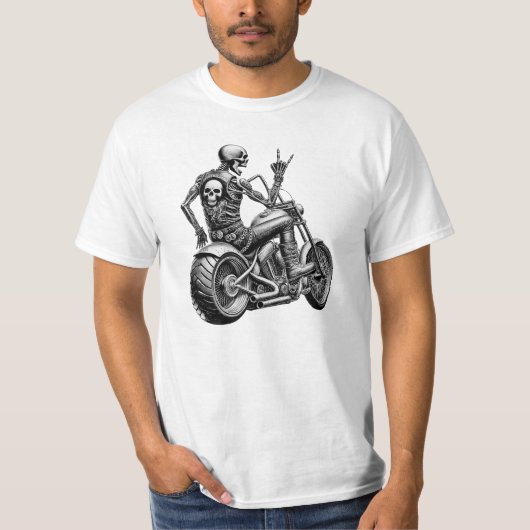 "Skull-Biker" auf Motorrad Tシャツ (正面)