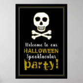 Skull & Bones, Gold Halloween Welcome Sign ポスター (正面)