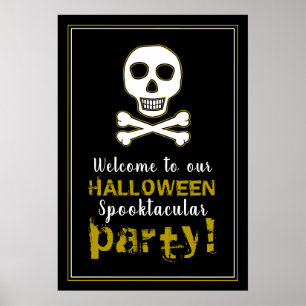 Skull & Bones, Gold Halloween Welcome Sign ポスター