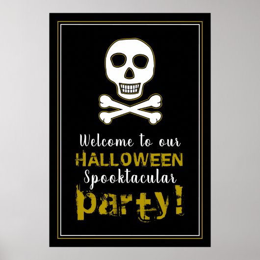 Skull & Bones, Gold Halloween Welcome Sign ポスター (正面)