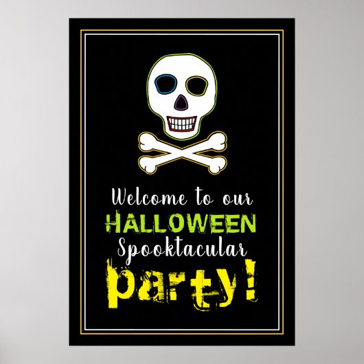 Skull & Bones, Neon Halloween Welcome Sign ポスター (正面)