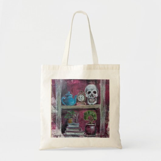 Skull Bookshelf Tote Bag トートバッグ (正面)