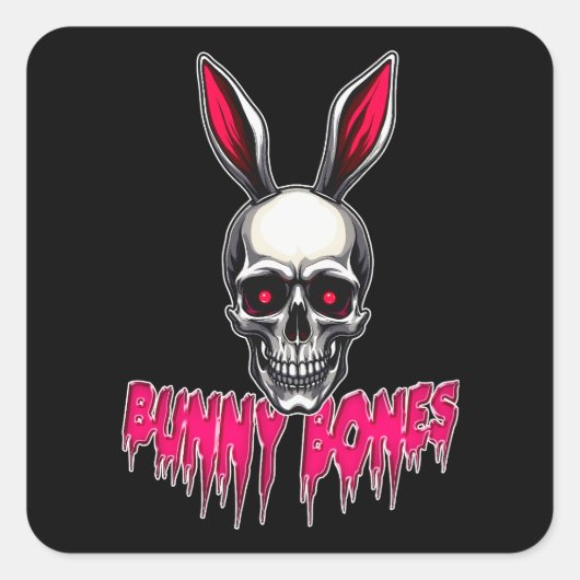 Skull Bunny – Dark Easter Art - Autocolante スクエアシール (正面)