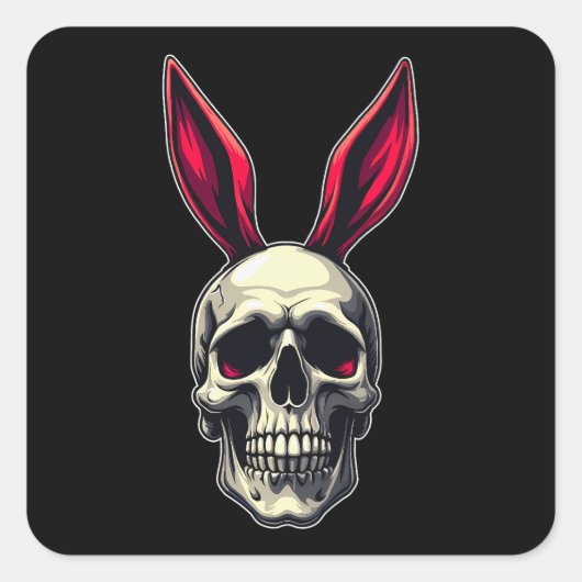Skull Bunny – Dark Easter Art - Autocolante スクエアシール (正面)
