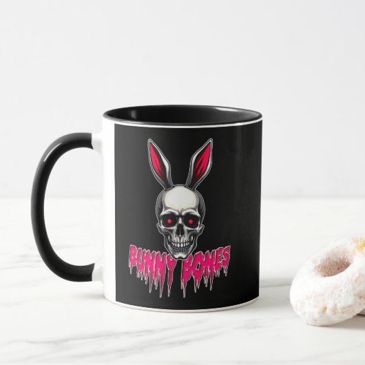 Skull Bunny – Dark Easter Art - caneca マグカップ (ドーナツ)