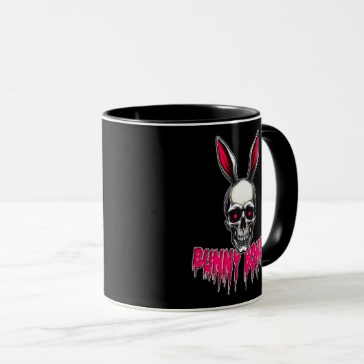 Skull Bunny – Dark Easter Art - caneca マグカップ (正面右)