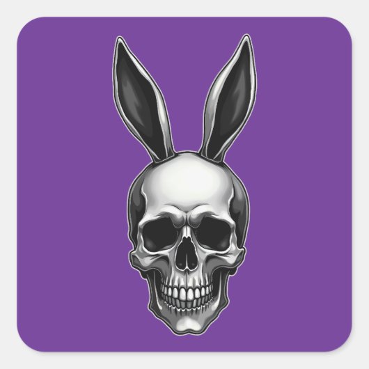 Skull Bunny – Dark Gothic Easter - Autocolante スクエアシール (正面)