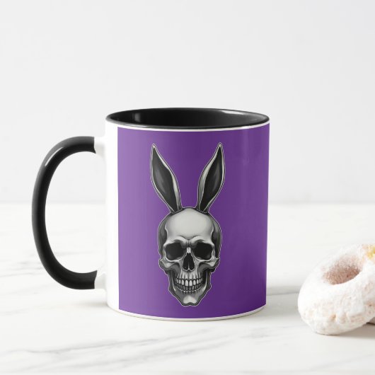 Skull Bunny – Dark Gothic Easter - caneca マグカップ (ドーナツ)