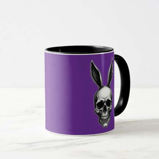 Skull Bunny – Dark Gothic Easter - caneca マグカップ (正面右)