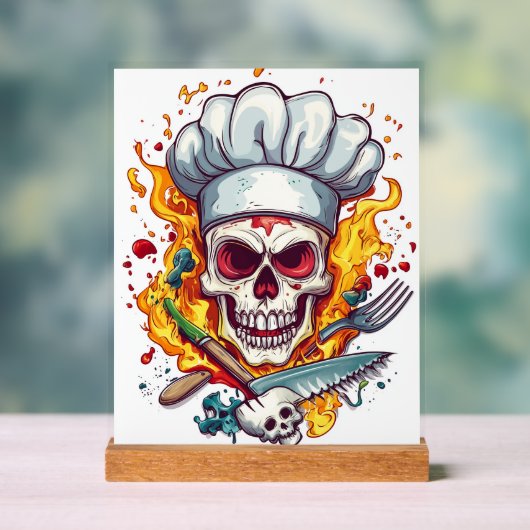 Skull Chef Kitchen Master アクリルサイン (ニュートラル)