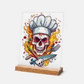 Skull Chef Kitchen Master アクリルサイン (傾斜)