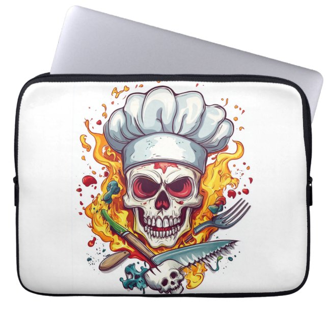 Skull Chef Kitchen Master ラップトップスリーブ (正面)