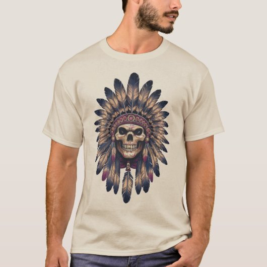 Skull Chief Native American  Tシャツ (正面)