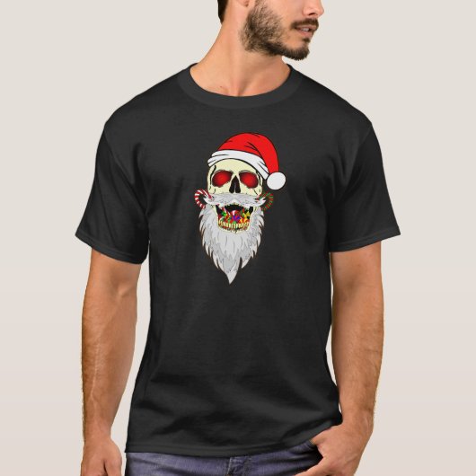Skull Christmas Santa Claus 1# Tシャツ (正面)