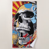 Skull Collage Street Art Illustration ビーチタオル (正面)