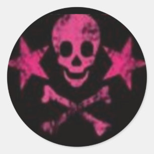 Skull&Crossはピンクのステッカーの骨を抜きます ラウンドシール