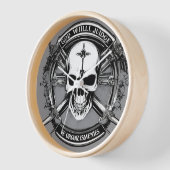 Skull & Crossed Guns Gothic Wall Clock – God Will  壁時計 (傾斜)