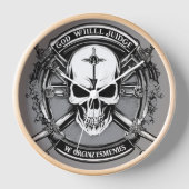 Skull & Crossed Guns Gothic Wall Clock – God Will  壁時計 (正面)