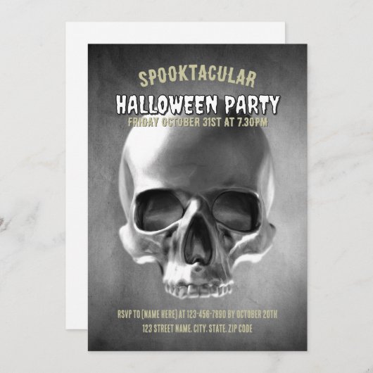 Skull design. Black and white 招待状 (正面/裏面)