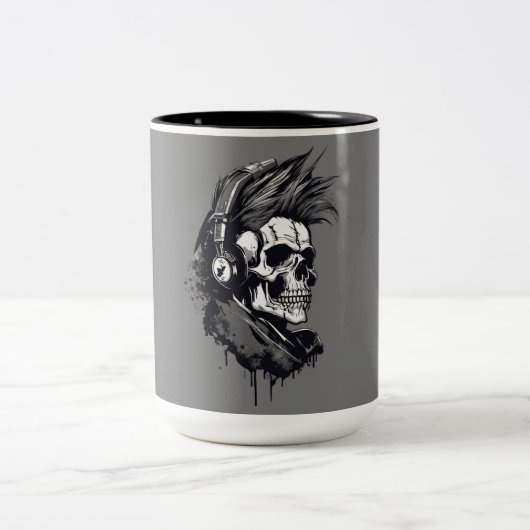 Skull designe punk Triageshop designe ツートーンマグカップ (中央)