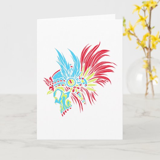 Skull Feather PopArt カード (黄色い花)