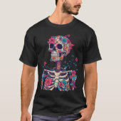 Skull flowers Graphic Dark Aesthetic Gothic TShirt Tシャツ (正面)
