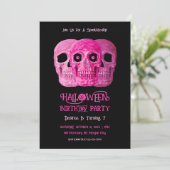 Skull Funny Gothic Girly Pink Halloween Birthday 招待状 (スタンド正面)