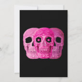 Skull Funny Gothic Girly Pink Halloween Birthday 招待状 (裏面)
