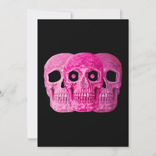 Skull Funny Gothic Girly Pink Halloween Birthday 招待状 (裏面)
