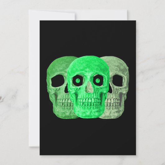 Skull Funny Gothic Green Black Halloween Birthday 招待状 (裏面)