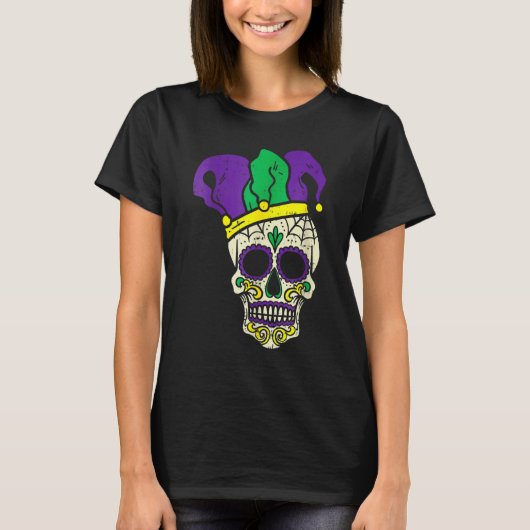 Skull Funny Mardi Gras New Orleans Carnival Men Bo Tシャツ (正面)