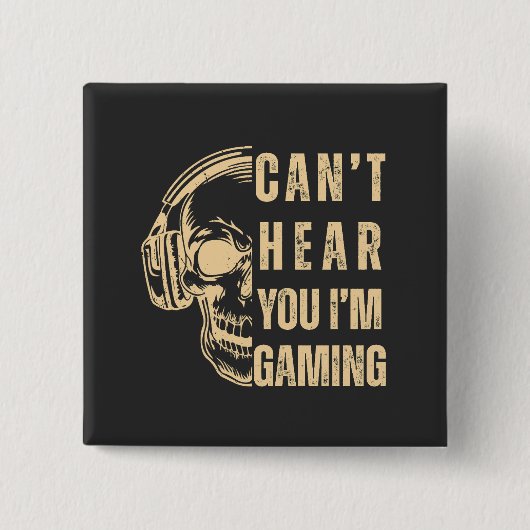 Skull Gamer Art – Can’t Hear You 缶バッジ (正面)