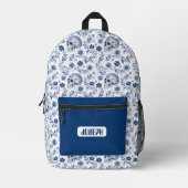 Skull Gzhel Pattern Personalized Backpack  プリントバックパック (正面)
