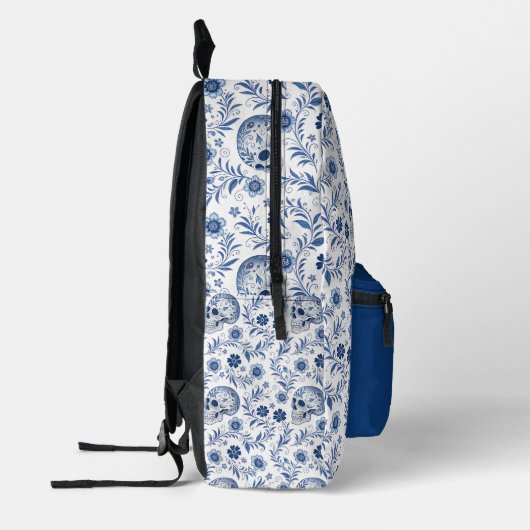 Skull Gzhel Pattern Personalized Backpack  プリントバックパック (左)