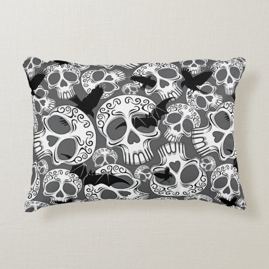 Skull Halloween Decorative Calaveras アクセントクッション (正面)