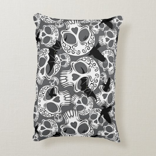 Skull Halloween Decorative Calaveras アクセントクッション (裏面(縦))