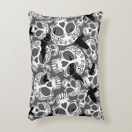 Skull Halloween Decorative Calaveras アクセントクッション (正面(垂直))